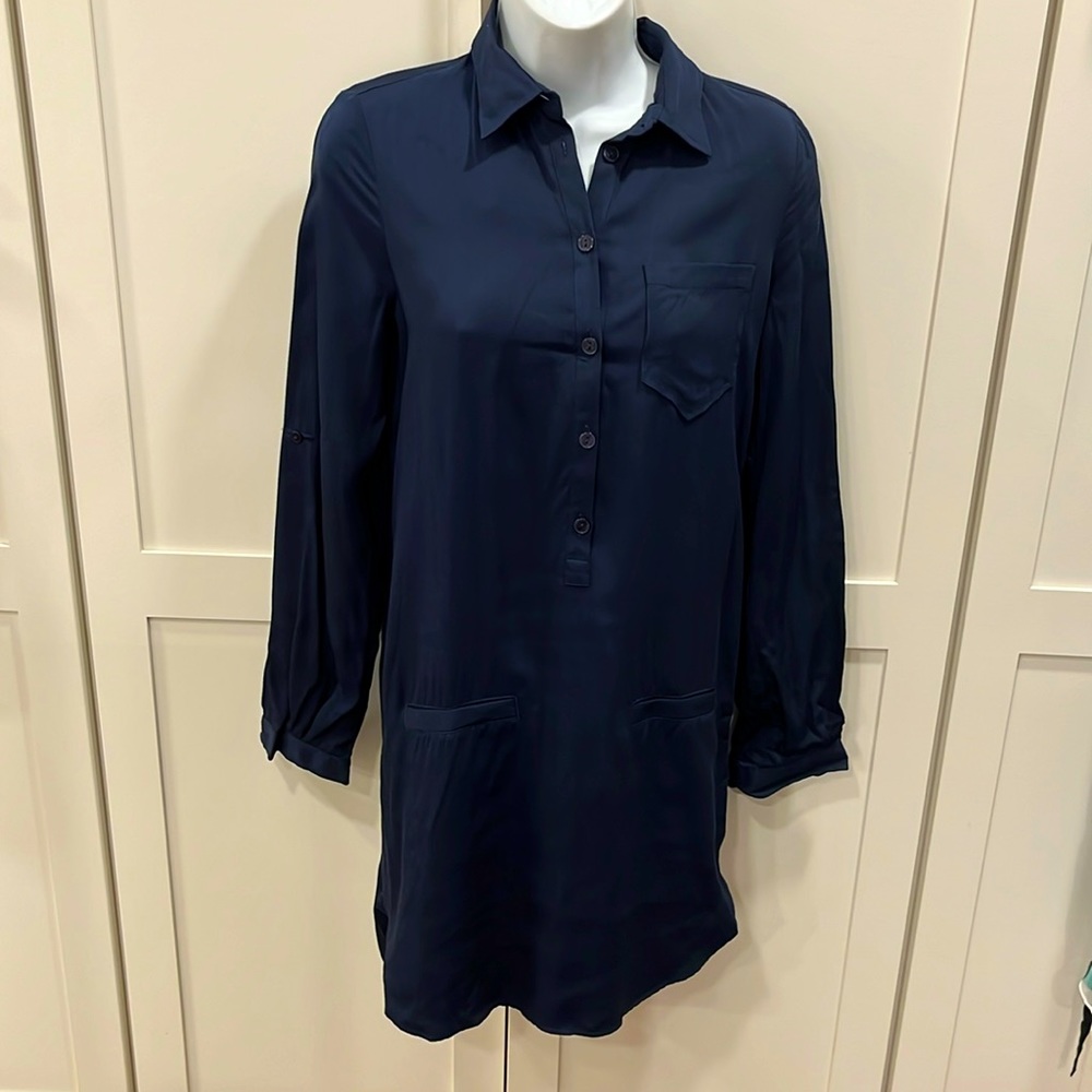 Lacoste Navy Eclipse Shirt Dress New NWT 2 $215